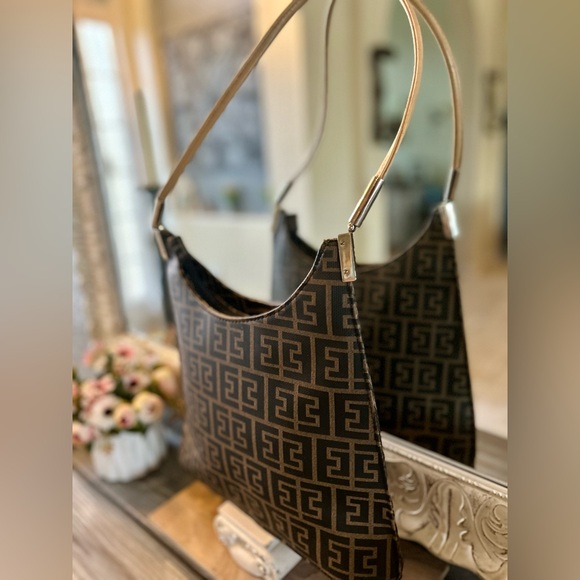 Designer Vintage Shoulder Bag Vachetta Leather & Coated Canvas - Picture 3 of 16